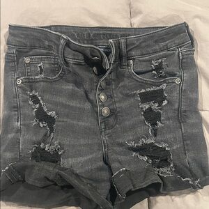 American Eagle Outfitters Women's Black Distressed Jean Shorts